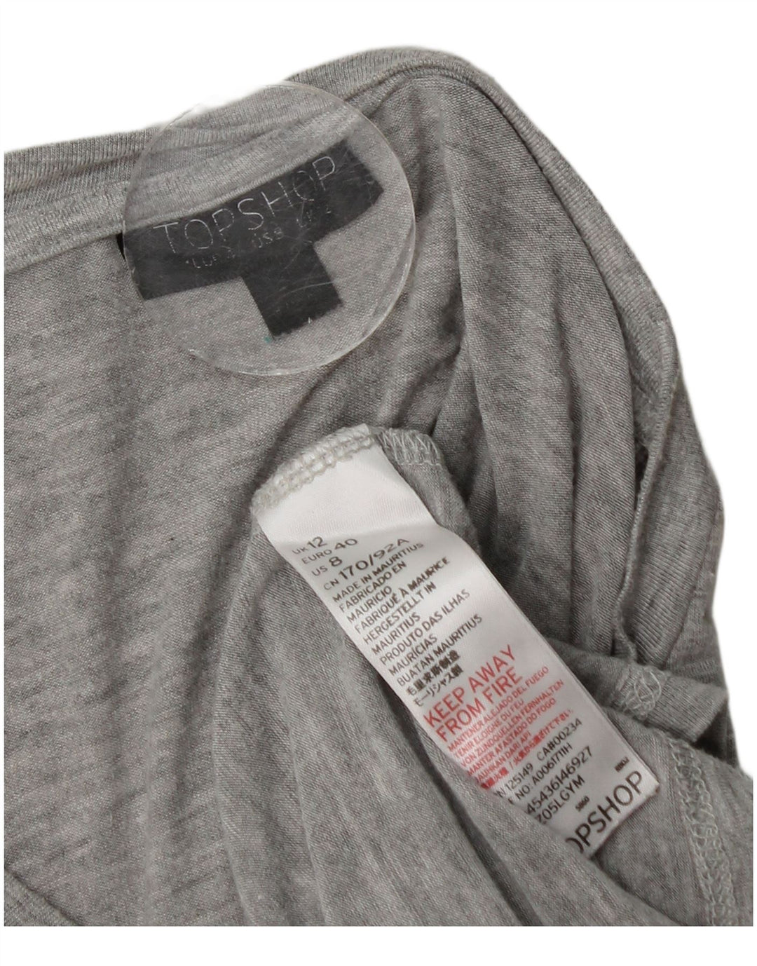 Topshop Top da donna con volant sul davanti manica lunga UK 12 Grigio medio chiazzato