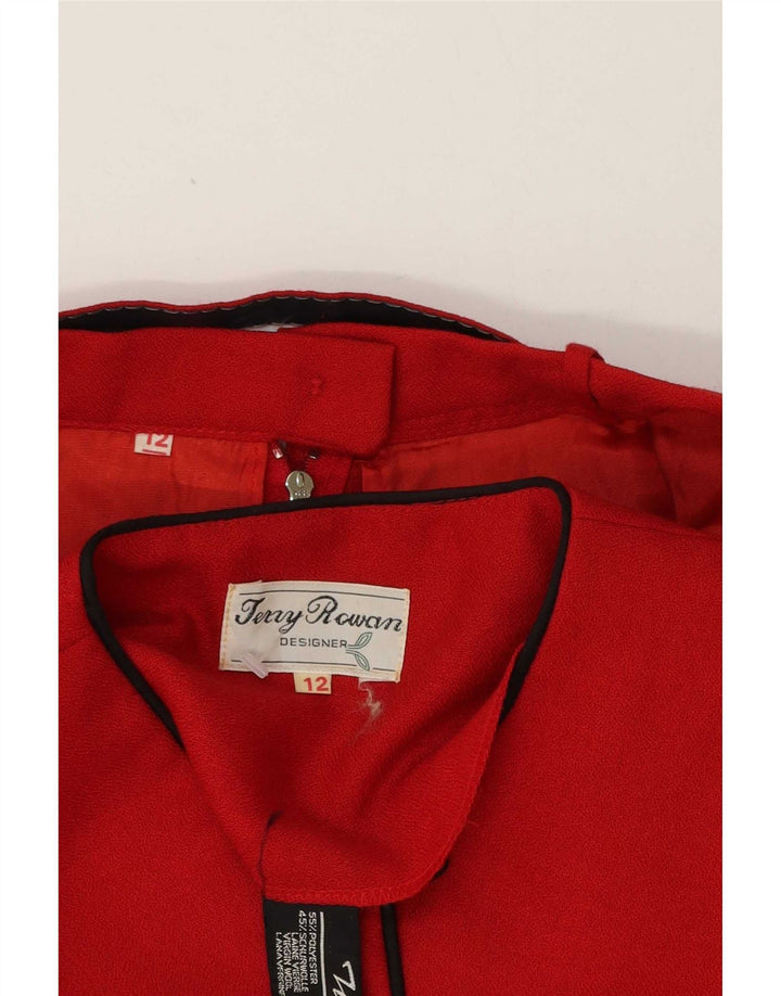 Set gonna vintage da donna a 5 bottoni in 2 pezzi UK 12 medio W28 poliestere rosso