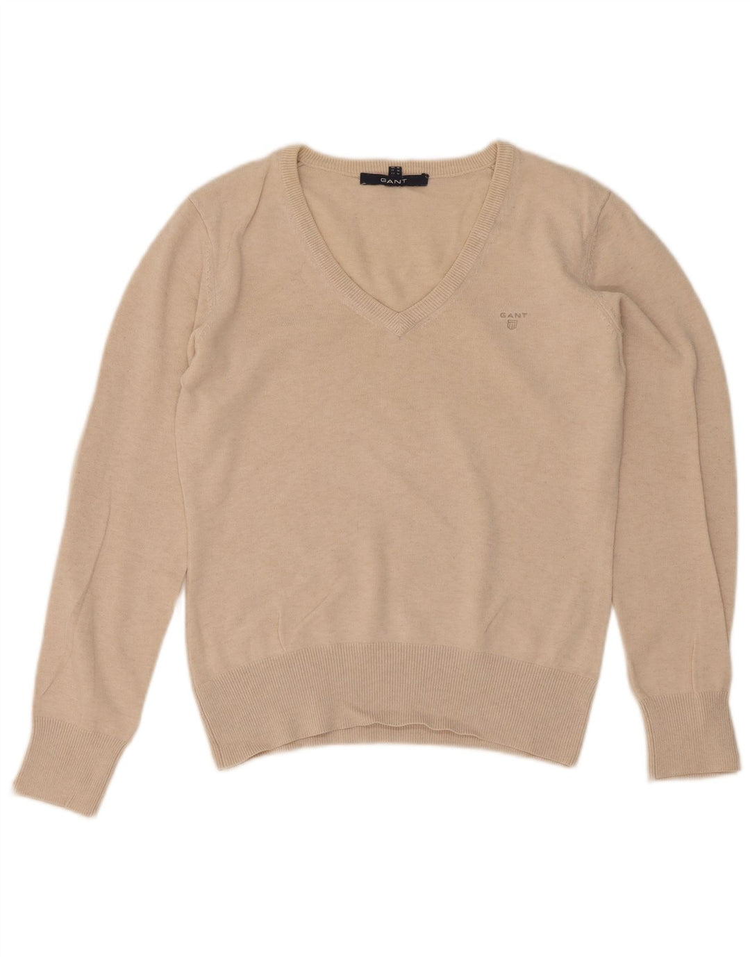 Maglione da donna con scollo a V Gant UK 12 Cotone beige medio