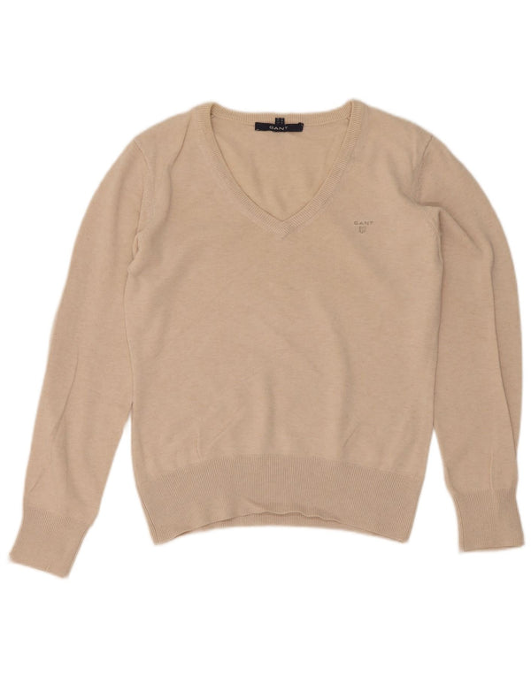 Maglione da donna con scollo a V Gant UK 12 Cotone beige medio