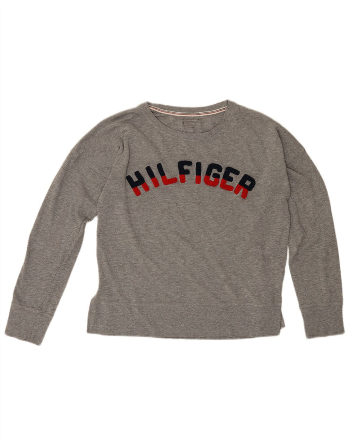 Felpa grafica da donna Tommy Hilfiger Jumper UK 10 Small Grey Flecked