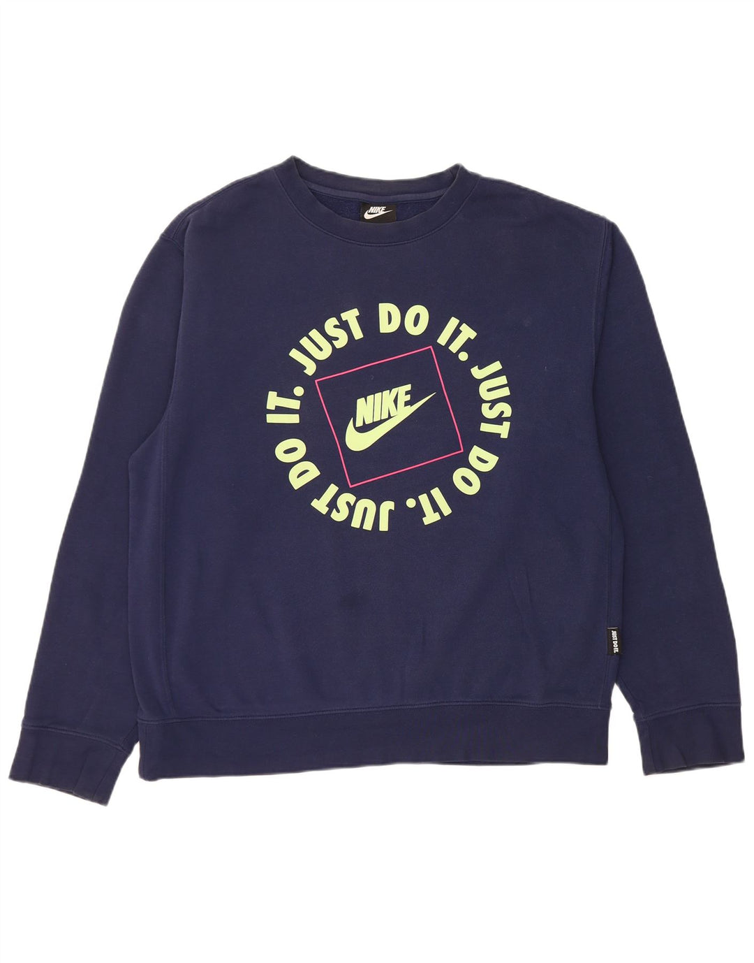 Felpa grafica Nike da uomo, maglione grande, cotone blu navy