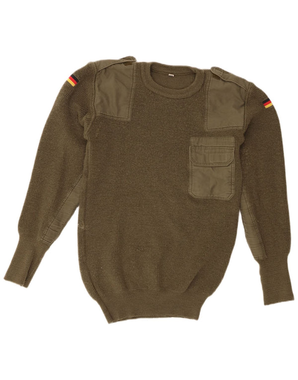 Maglione girocollo militare vintage da uomo IT 50 Medium Khaki Army