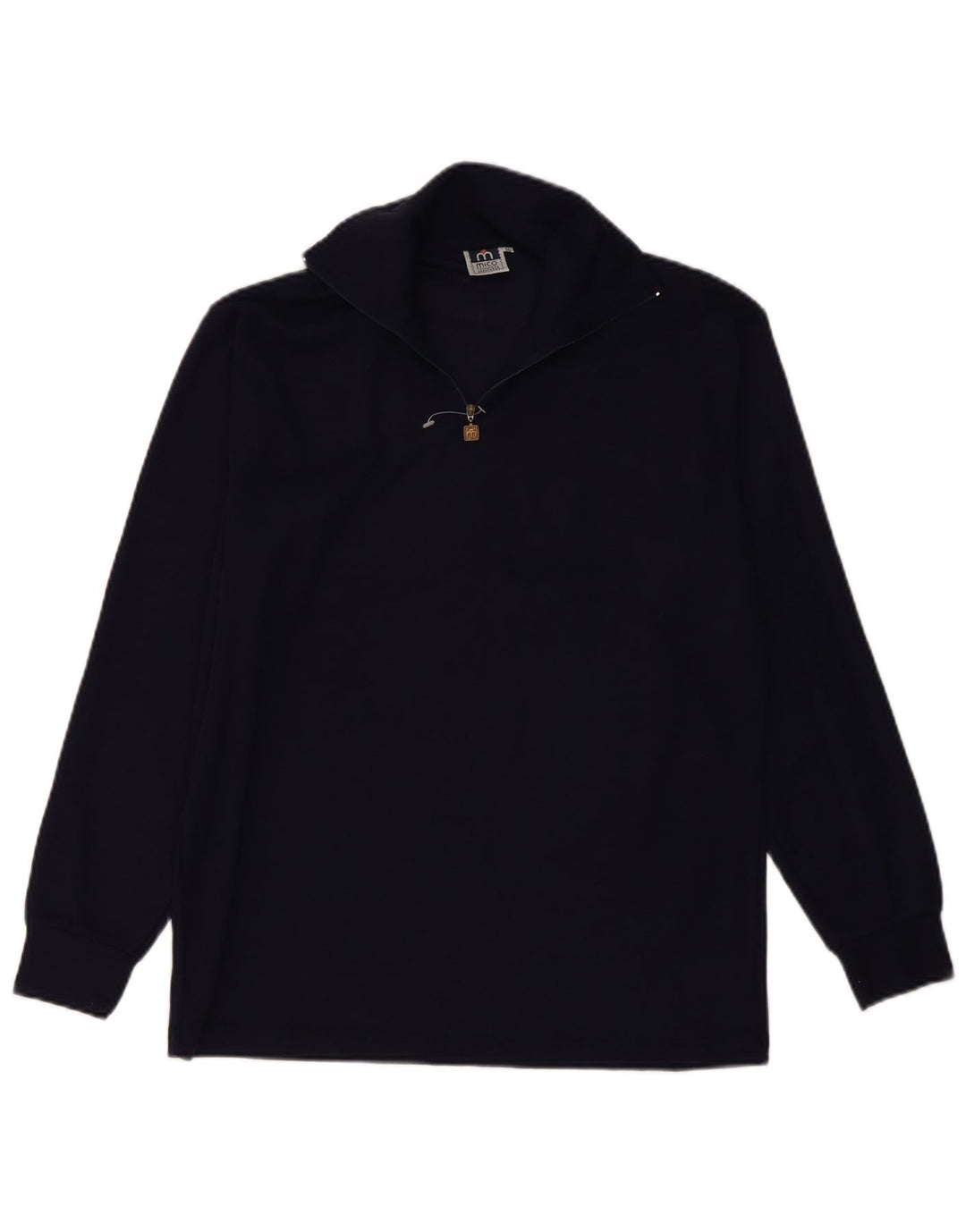 Maglione vintage da uomo con zip e collo IT 50 medio in lana blu navy