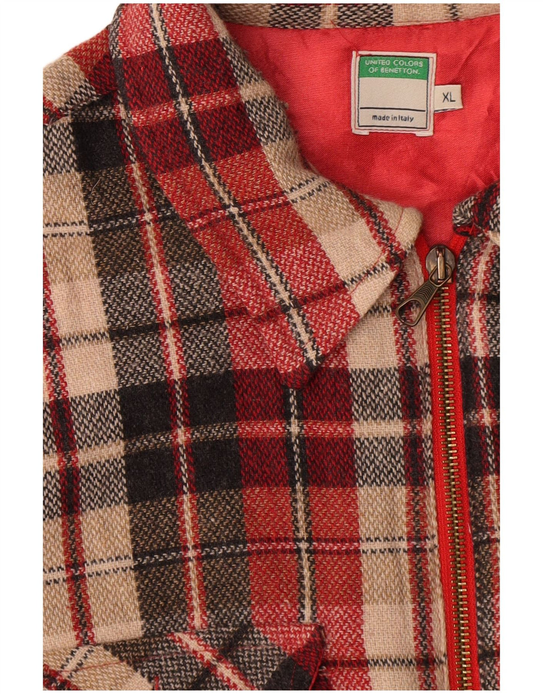 Camicia oversize da donna Benetton Oversize UK 18 XL Poliestere a quadri rossi