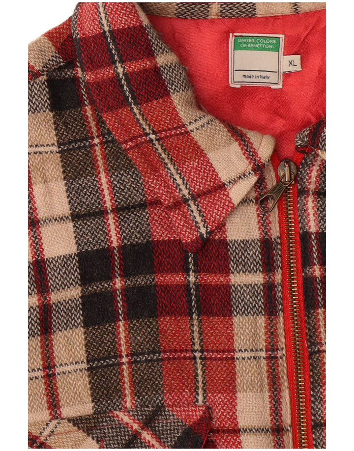 Camicia oversize da donna Benetton Oversize UK 18 XL Poliestere a quadri rossi