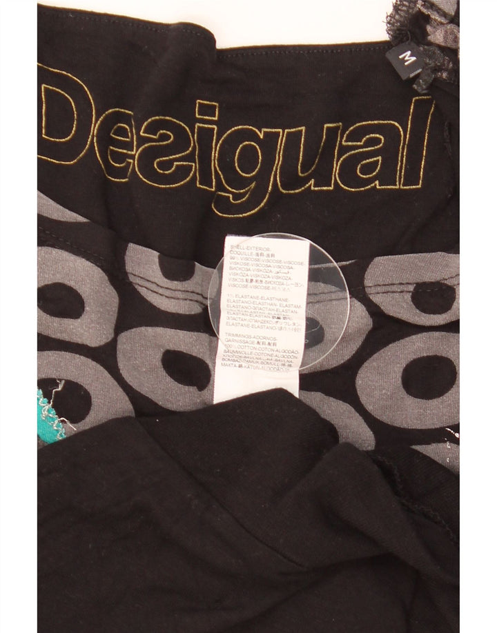 Desigual Donna Graphic Blouse Top UK 14 Viscosa geometrica nera media