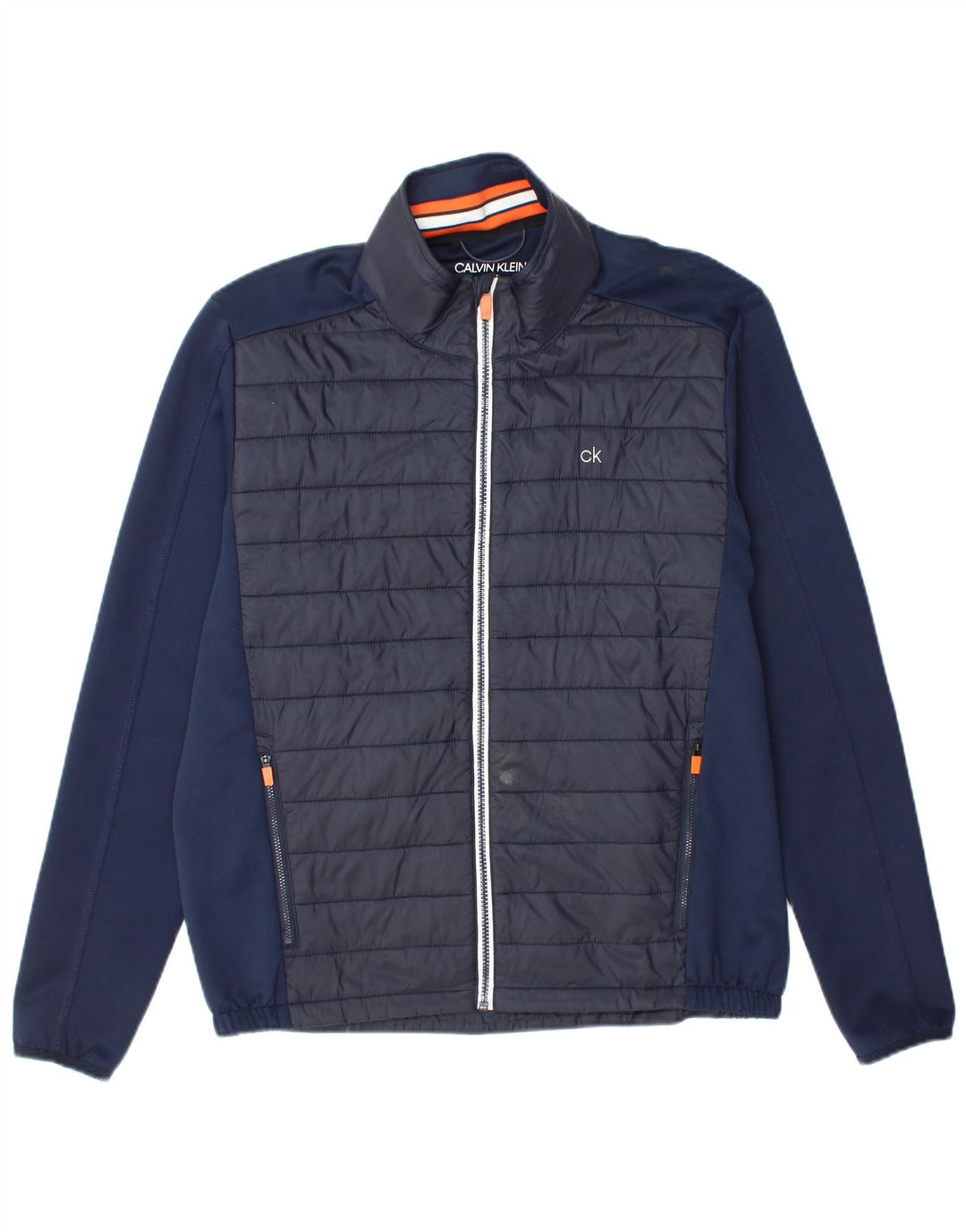 CALVIN KLEIN Mens Tracksuit Top Jacket Large Navy Blue Nylon