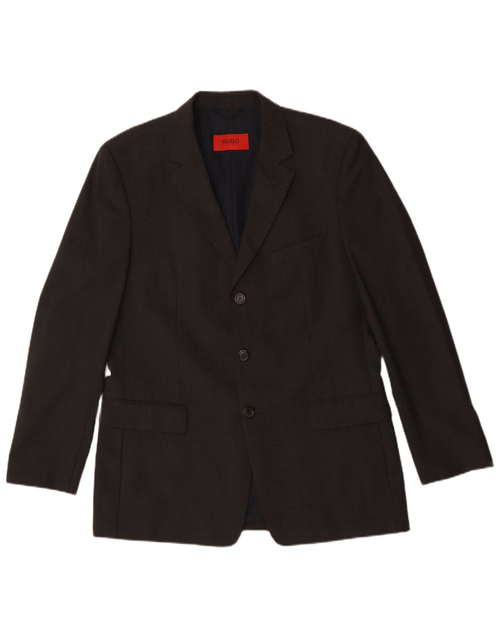 Giacca blazer da uomo a 3 bottoni Hugo Boss UK 50 grande lana nera