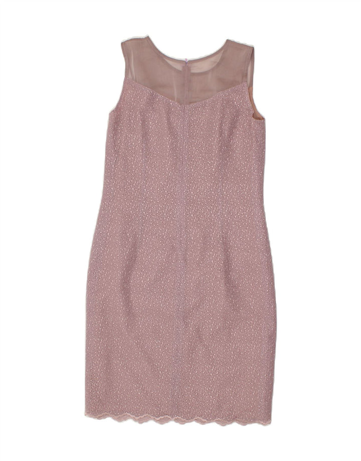 VINTAGE Womens Abstract Pattern Sleeveless Sheath Dress EU 38 Medium Pink Vintage Vintage and Second-Hand Vintage from Messina Hembry 
