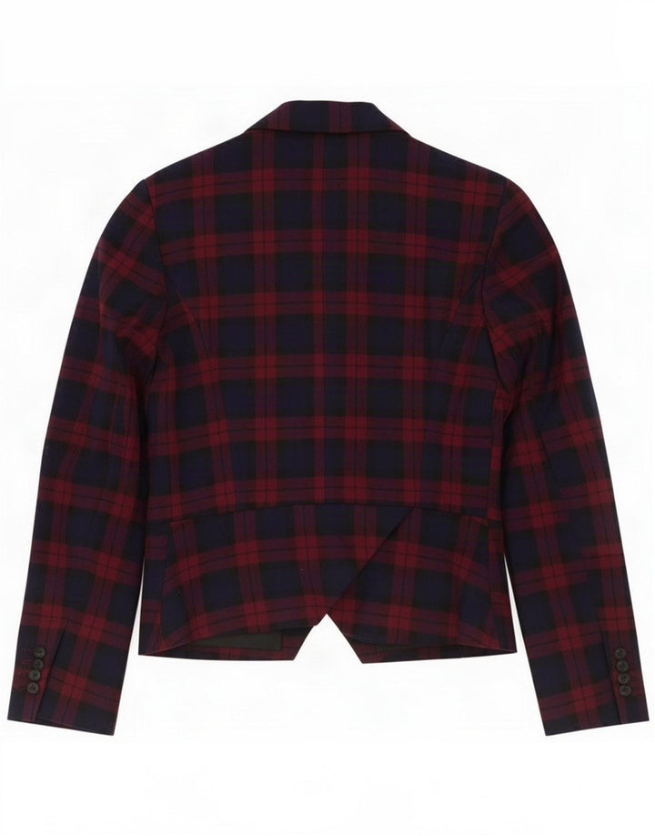 Zara Giacca blazer a 2 bottoni da donna UK 6 XS Blu navy a quadri