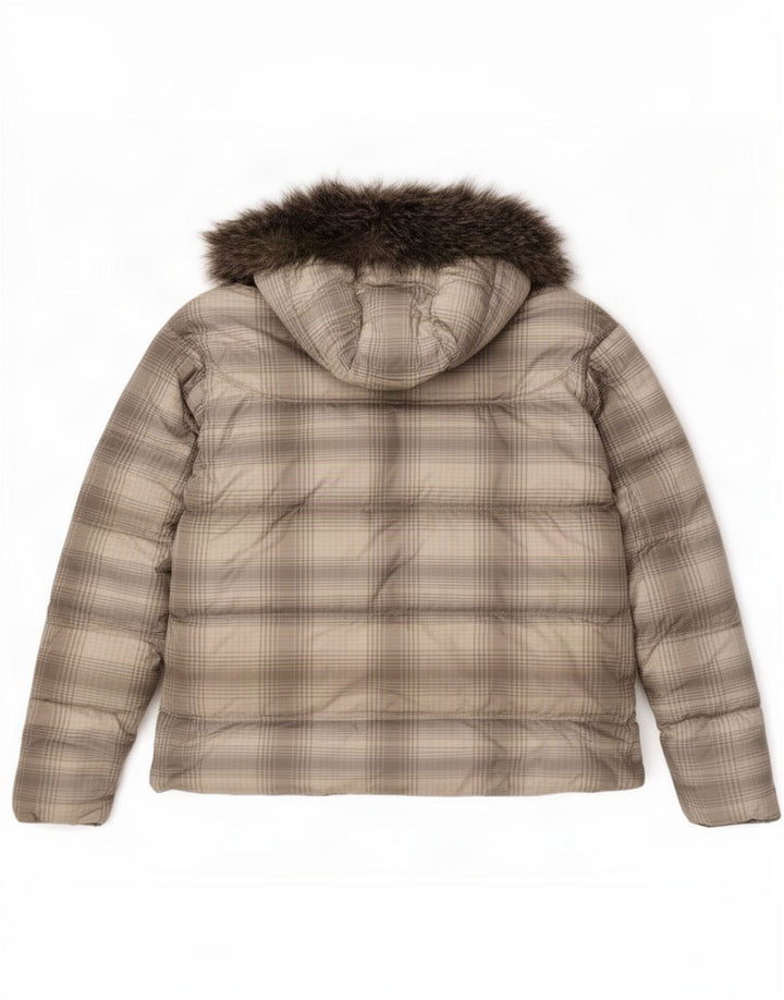 Giacca imbottita con cappuccio da donna Columbia UK 18 XL Poliestere a quadri grigio