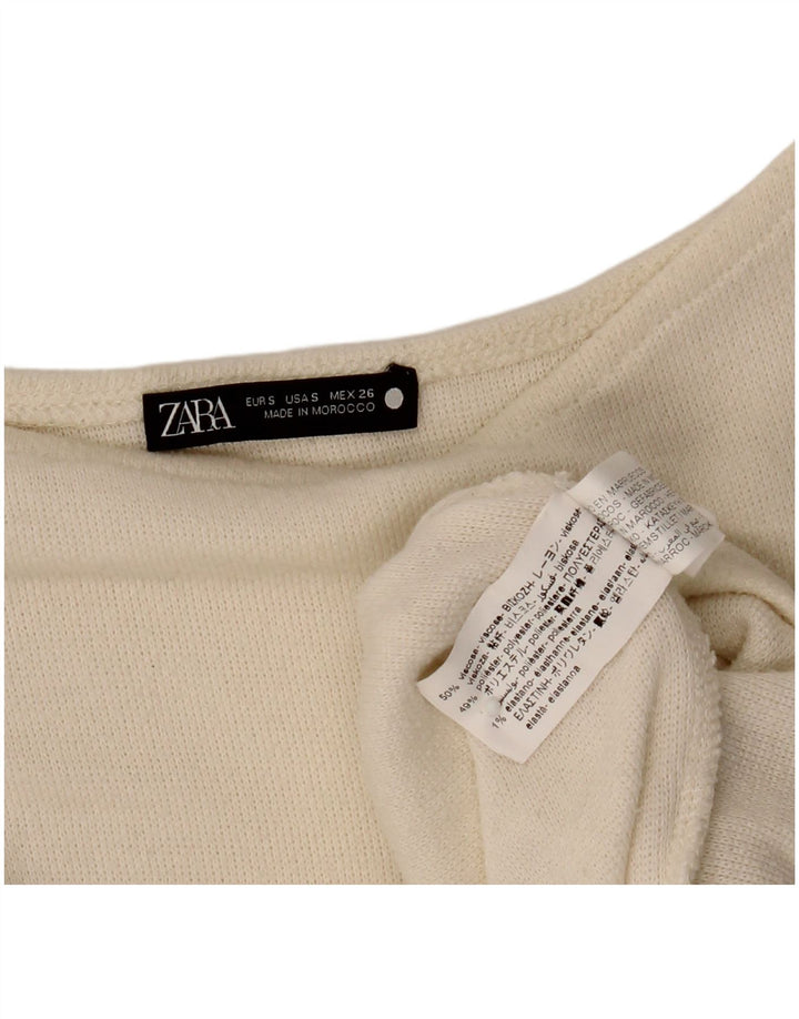 Top asimmetrico oversize da donna Zara manica lunga UK 10 piccolo bianco sporco