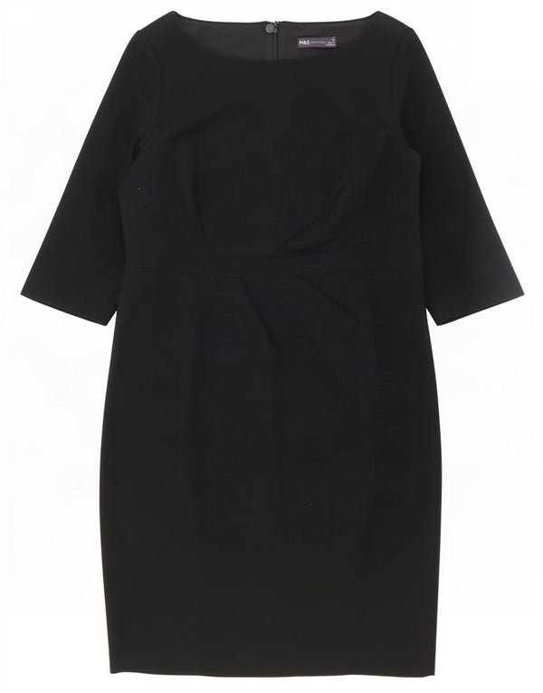 Abito tubino maniche a 3/4 Marks & Spencer da donna UK 20 2XL poliestere nero