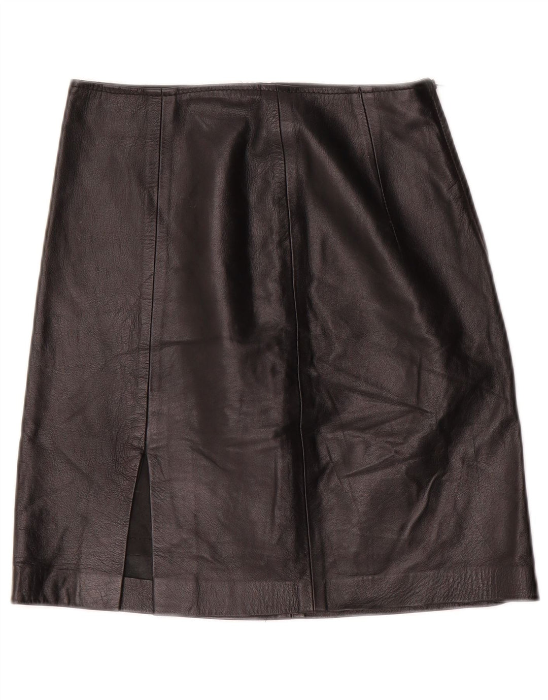 Gonna in pelle a vita alta da donna vintage IT 42 media W24 nera