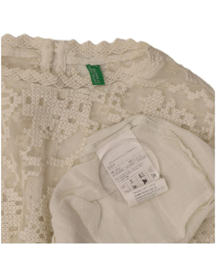 Camicetta oversize a maniche lunghe da donna Benetton Top UK 10 Small Cotone bianco