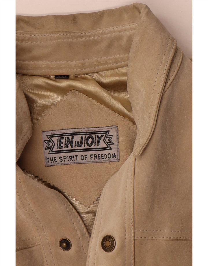 ENJOY Camicia in pelle scamosciata da uomo XL Beige