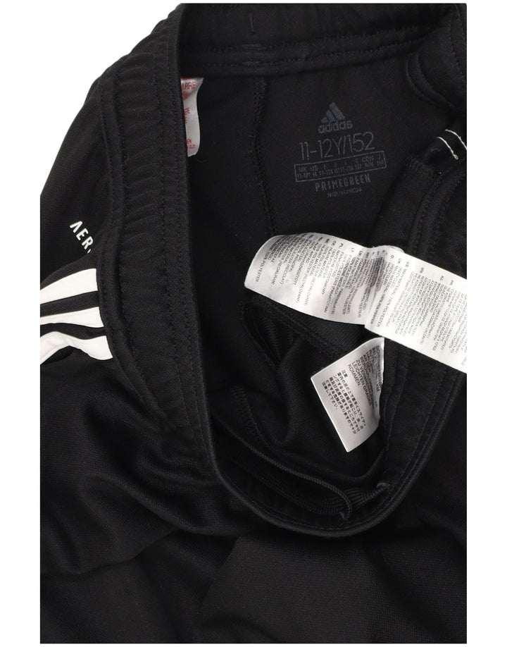 ADIDAS Boys Aeroready Tracksuit Trousers 11-12 Years Black Polyester