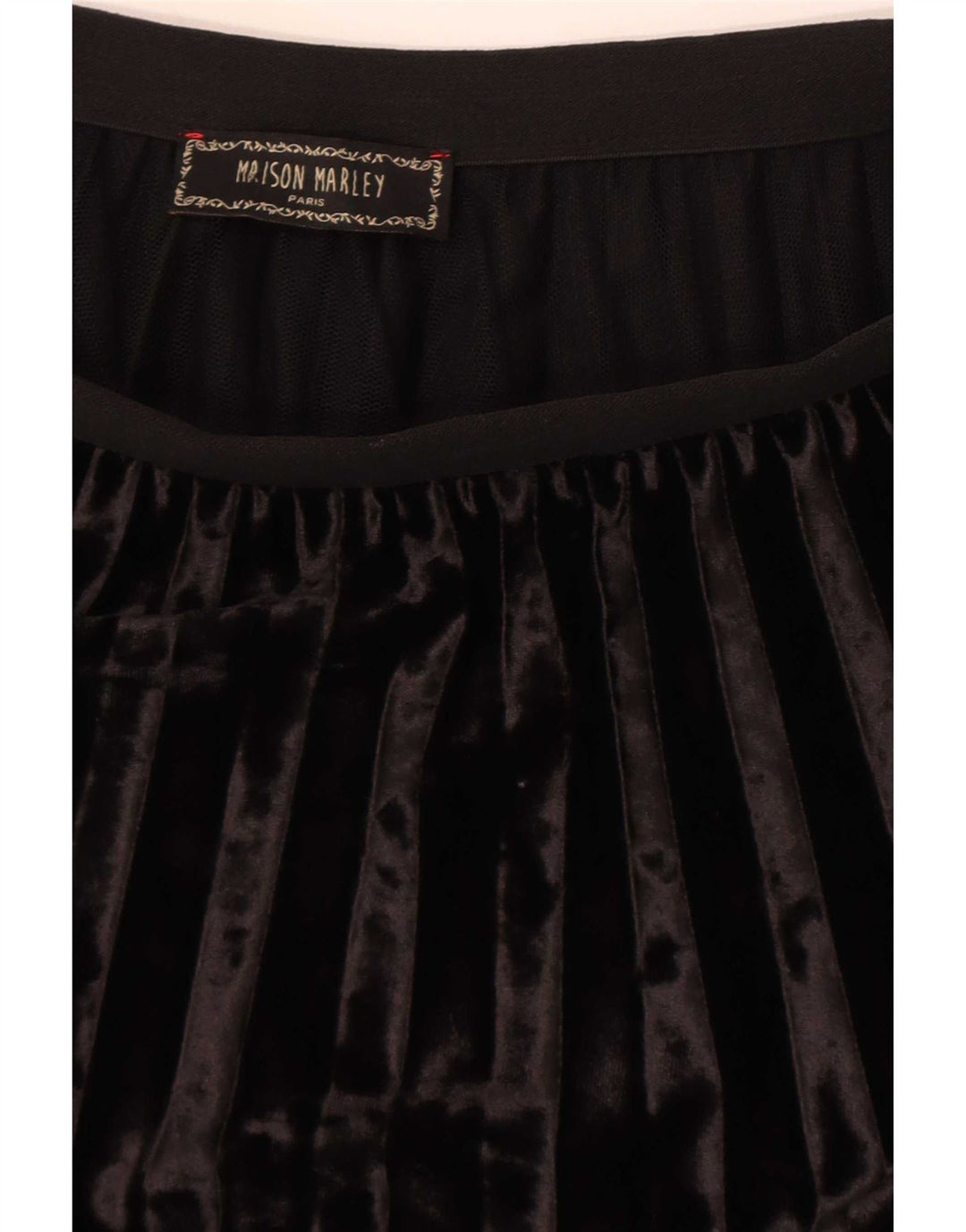 Gonna a pieghe vintage in velluto da donna W28 media nera