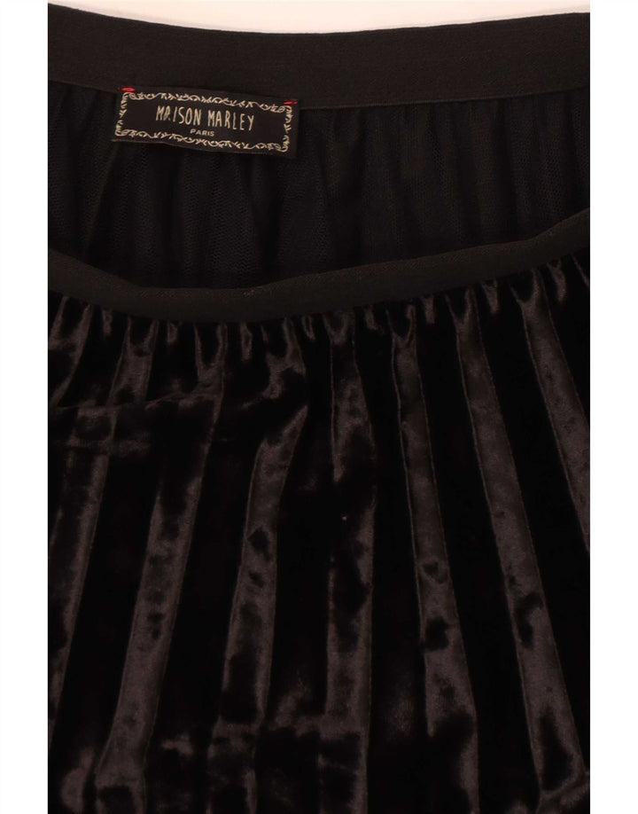 Gonna a pieghe vintage in velluto da donna W28 media nera