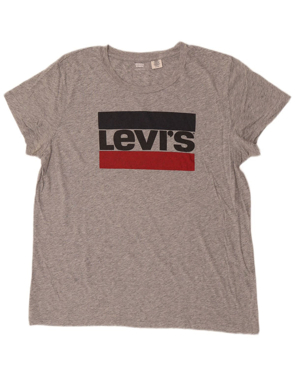 T-shirt grafica da donna Levi's Top UK 18 XL grigio chiazzato