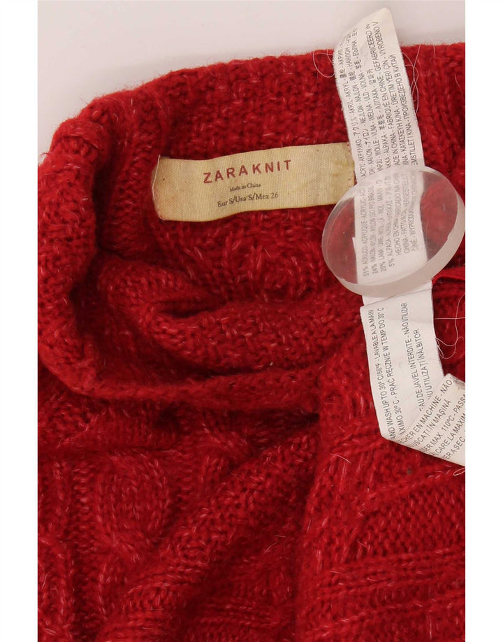 Maglione a collo alto da donna Zara UK 10 piccolo acrilico rosso