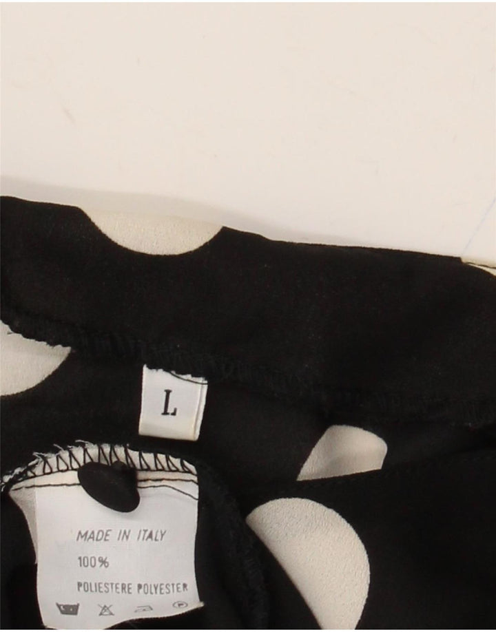 Camicetta camicia a maniche corte da donna VINTAGE UK 16 grande pois nero