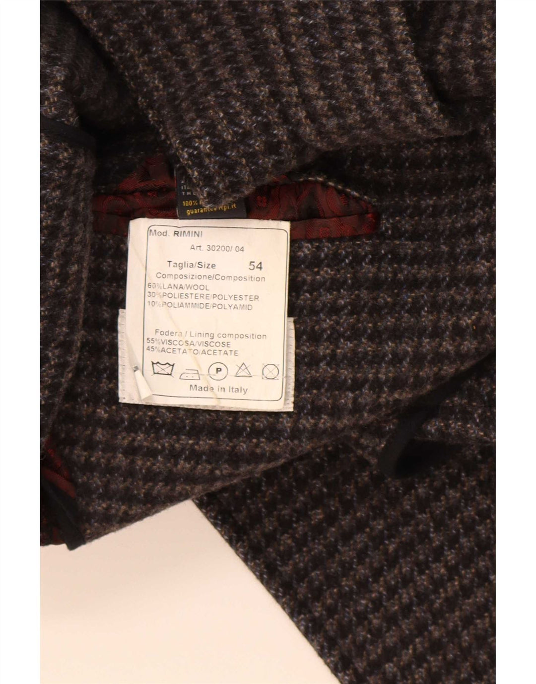 Cappotto da marinaio vintage da uomo IT 54 XL in lana pied de poule grigia