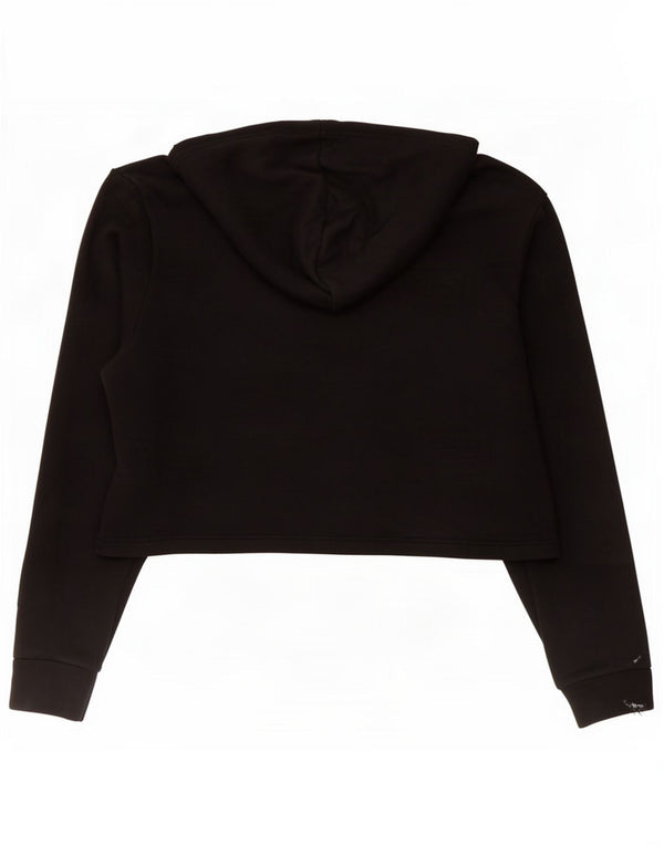 Maglione con cappuccio oversize corto da donna Adidas UK 14 cotone nero medio