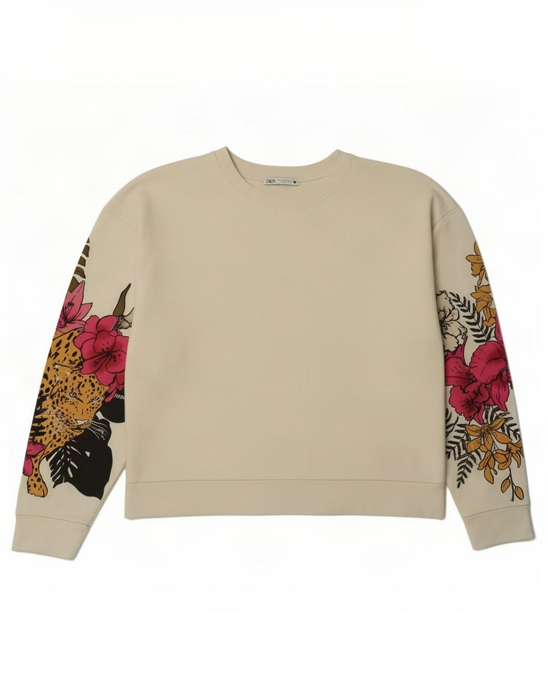 Felpa oversize con grafica da donna Zara UK 14 Medium White Floral
