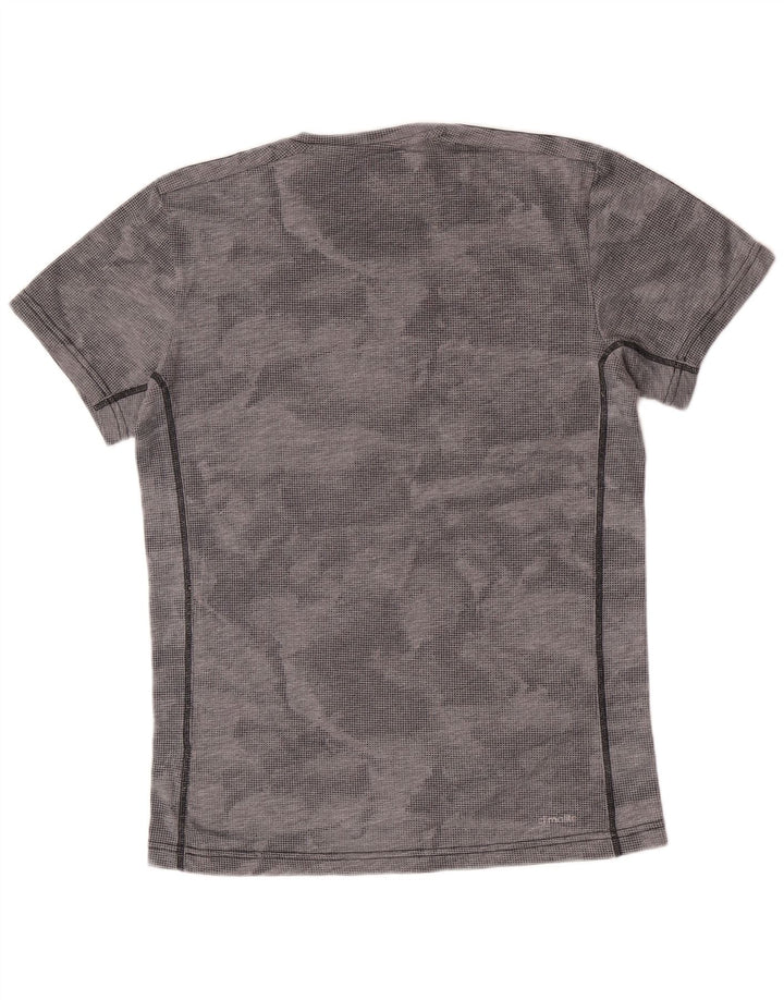 T-shirt Adidas Climalite da uomo Top piccola in poliestere mimetico grigio