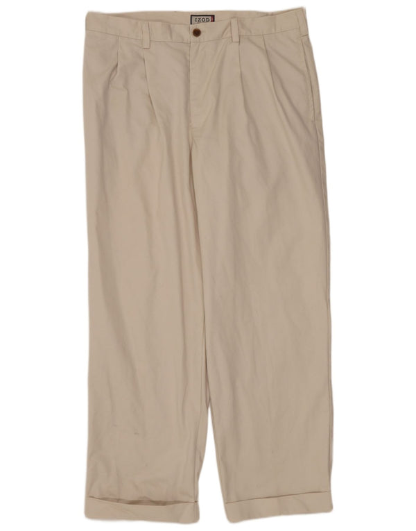 Pantaloni chino da uomo con pegging IZOD W36 L32 in cotone beige