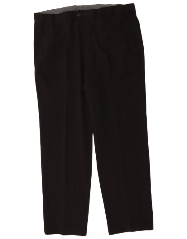 Pantaloni da abito dritti da uomo Marks & Spencer W42 L33 poliestere nero