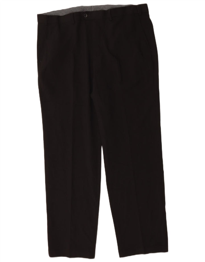 Pantaloni da abito dritti da uomo Marks & Spencer W42 L33 poliestere nero