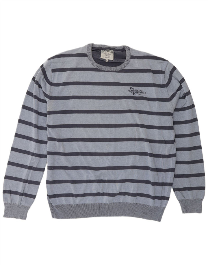 Maglione maglione girocollo da uomo Canda 2XL a righe blu