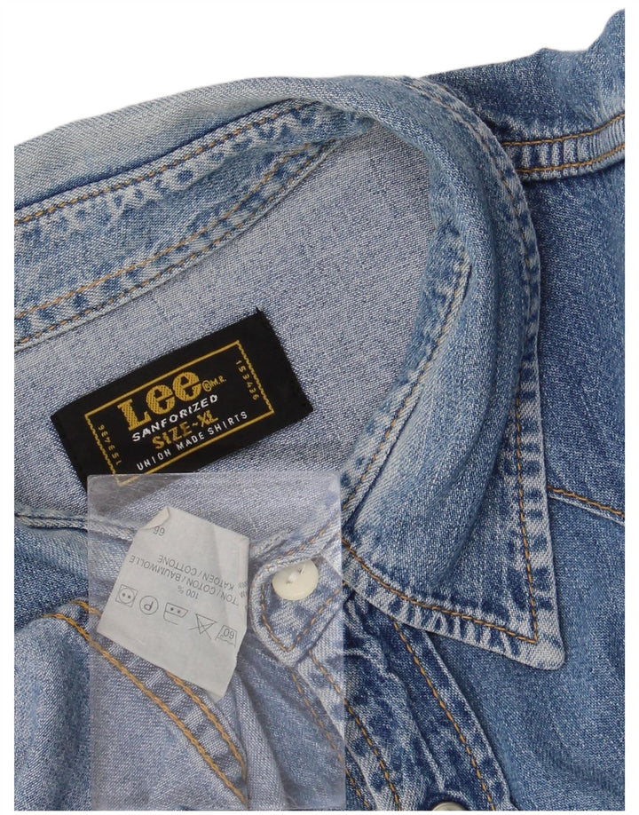 Camicia di jeans da uomo Lee XL in cotone blu