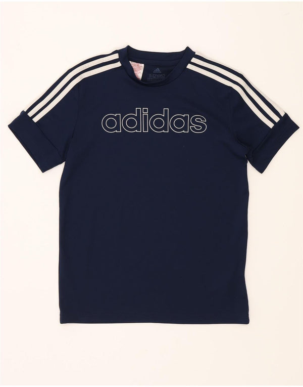 T-shirt grafica Adidas Aeroready da ragazzo, 11-12 anni, in poliestere blu navy