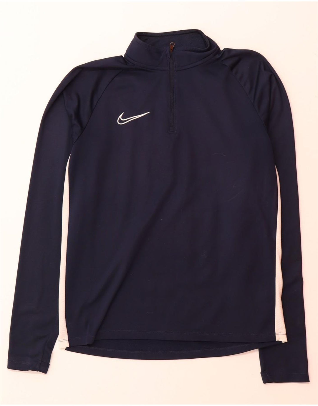 NIKE Mens Dri Fit Pullover Tracksuit Top Small Navy Blue Colourblock