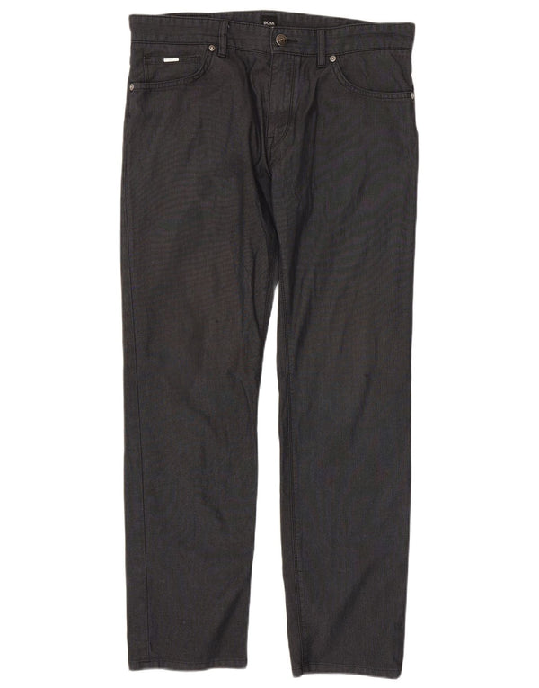 Pantaloni casual dritti da uomo Hugo Boss W32 L30 cotone grigio