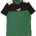 T-shirt grafica da uomo Puma Top in cotone color block verde medio