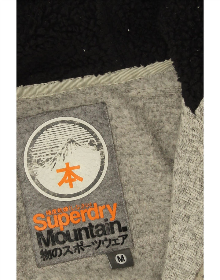 Felpa con cappuccio e zip da donna Superdry UK 14 Poliestere screziato grigio medio