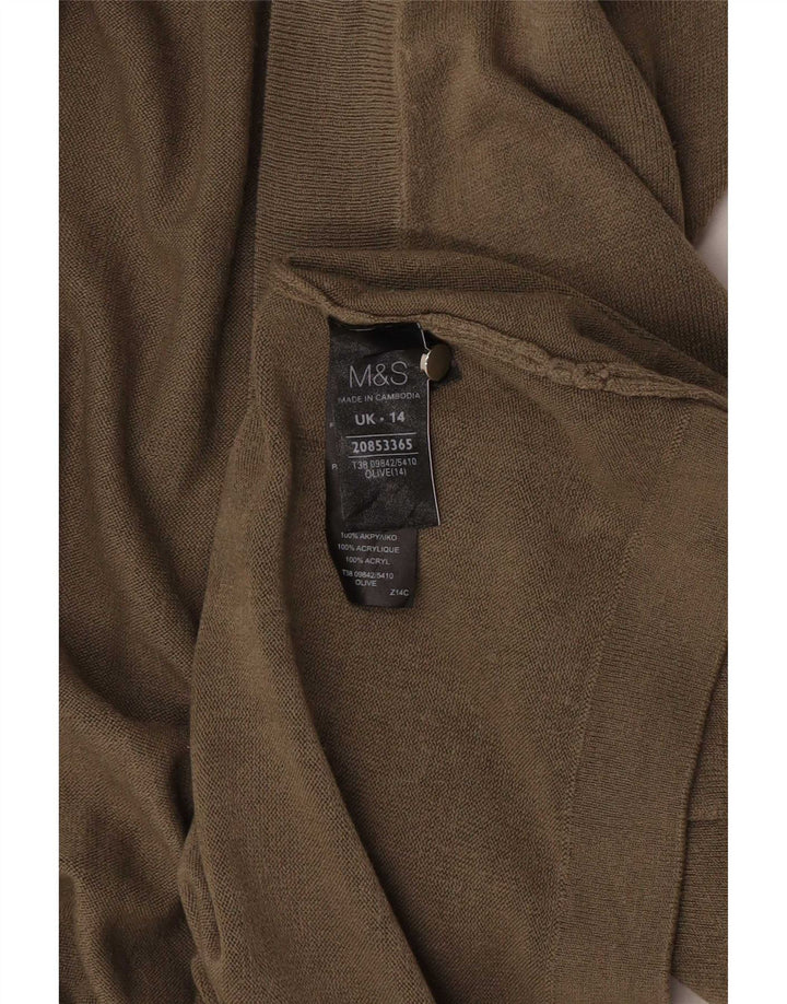Maglione cardigan aperto lungo da donna Marks & Spencer UK 14 Cachi medio