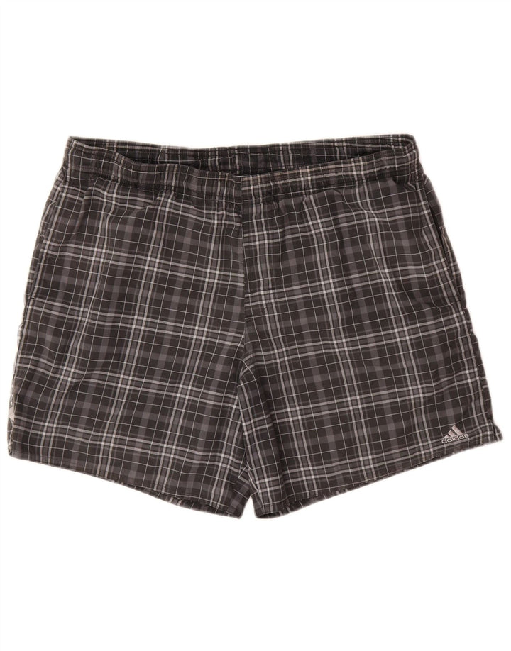 Pantaloncini da bagno Adidas da uomo in poliestere a quadri grigio medio