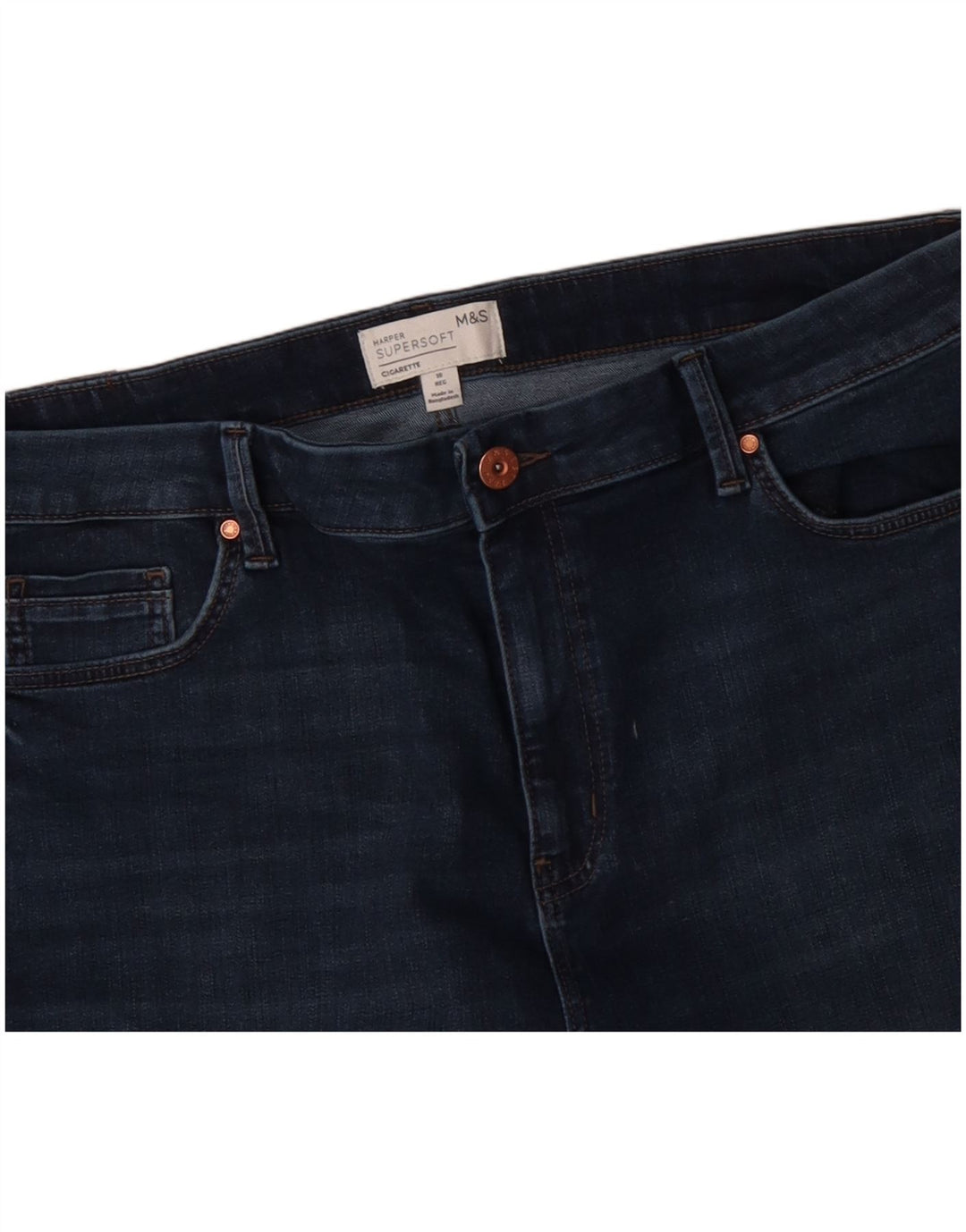 MARKS & SPENCER Jeans corti a sigaretta da donna UK 18 XL W36 L25 Blu