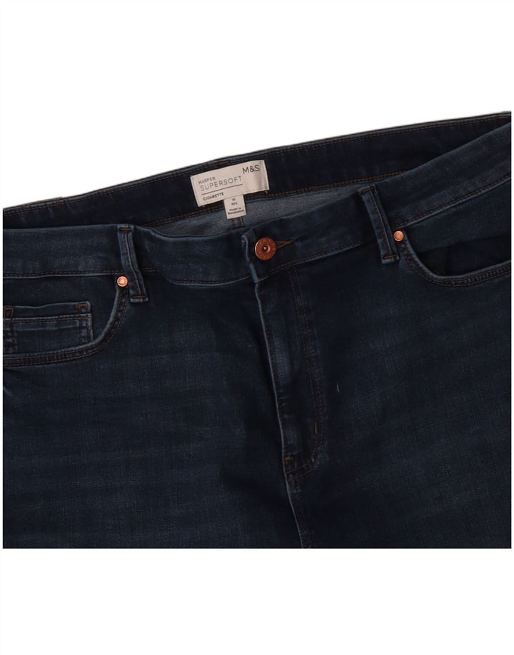 MARKS & SPENCER Jeans corti a sigaretta da donna UK 18 XL W36 L25 Blu