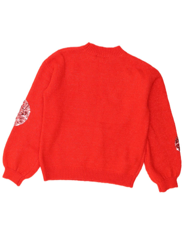 Maglione maglione a collo alto da donna Marks & Spencer UK 10 piccolo rosso geometrico