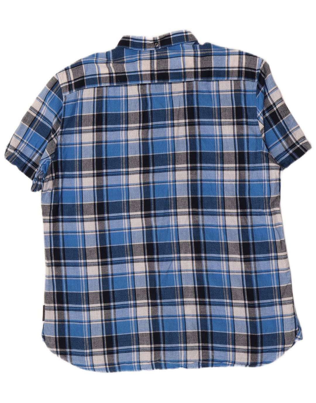Camicia a maniche corte da uomo French Connection XL in cotone a quadri blu