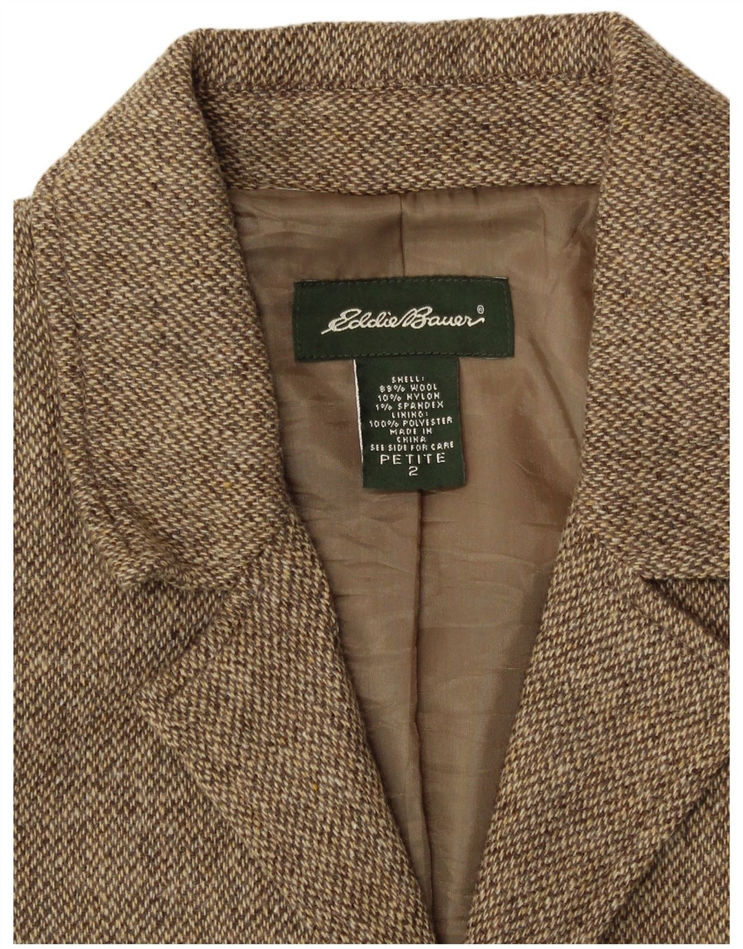 Giacca blazer da donna Petite a 3 bottoni EDDIE BAUER US 2 XS Beige chiazzata