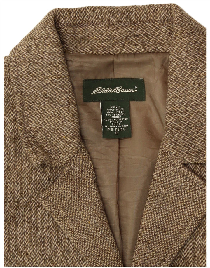 Giacca blazer da donna Petite a 3 bottoni EDDIE BAUER US 2 XS Beige chiazzata