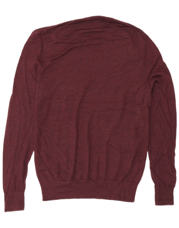 Maglione da uomo girocollo John Lewis in lana merino bordeaux medio